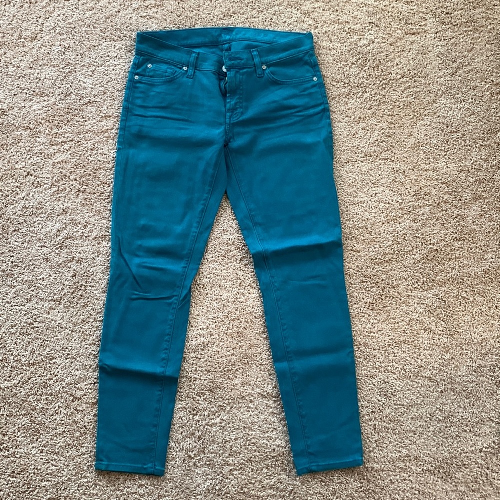 Seven for all Mankind teal skinny jeans, size 27